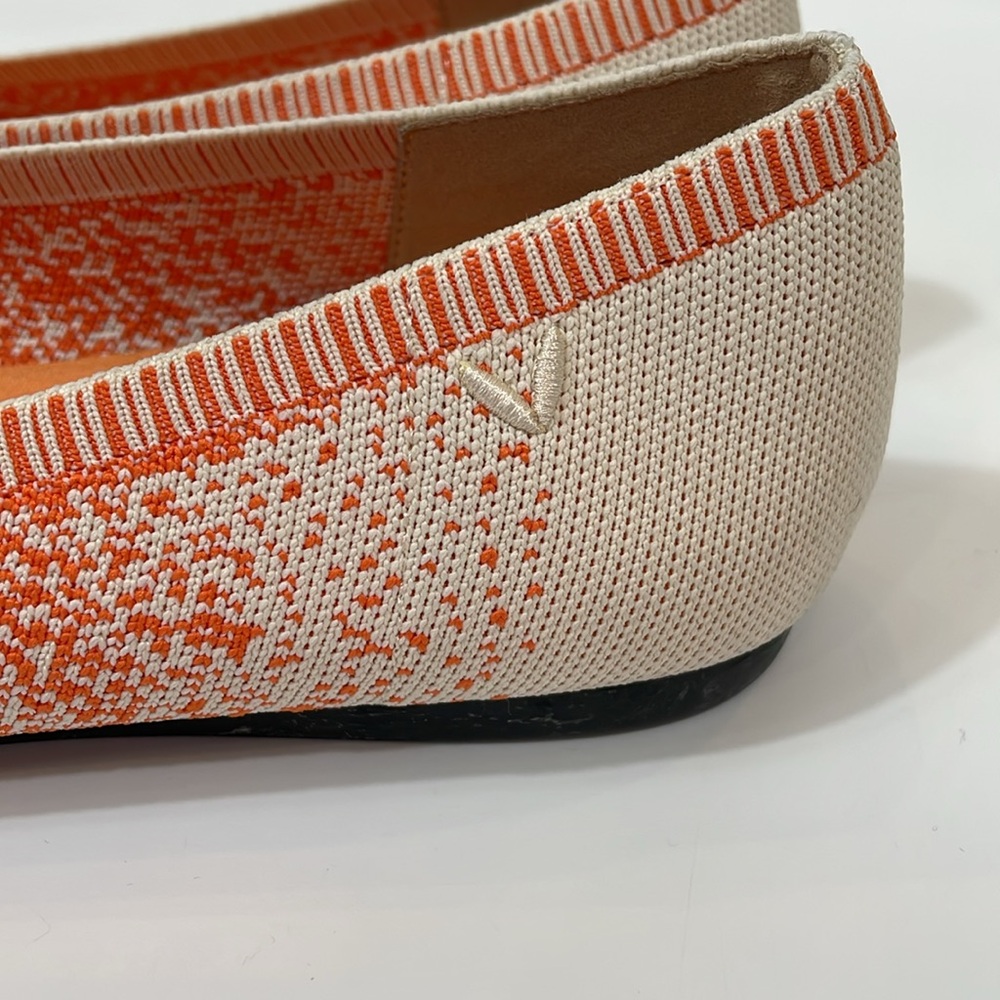 Vivaia Flats Size 39 Orange And Cream Stretch Knit EUC - Picture 4 of 9